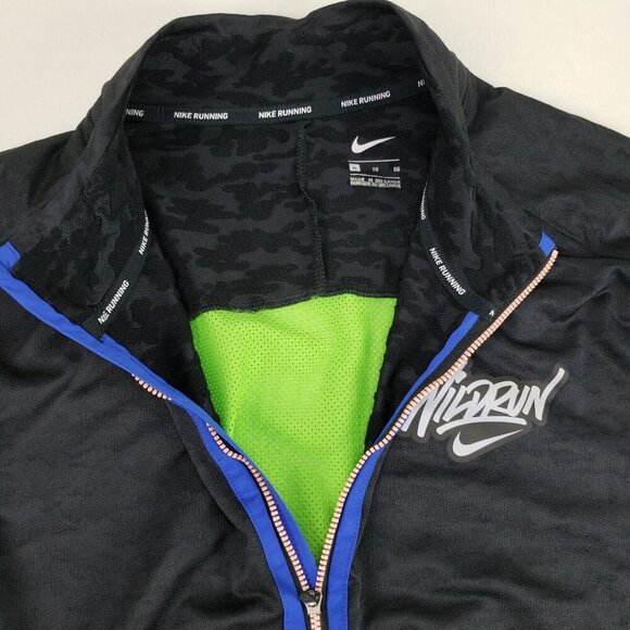 Nike Dri-Fit Wild Run Jacket Mens XL Black Half Zip Graphic Lightweight 90s Top - Picture 4 of 12